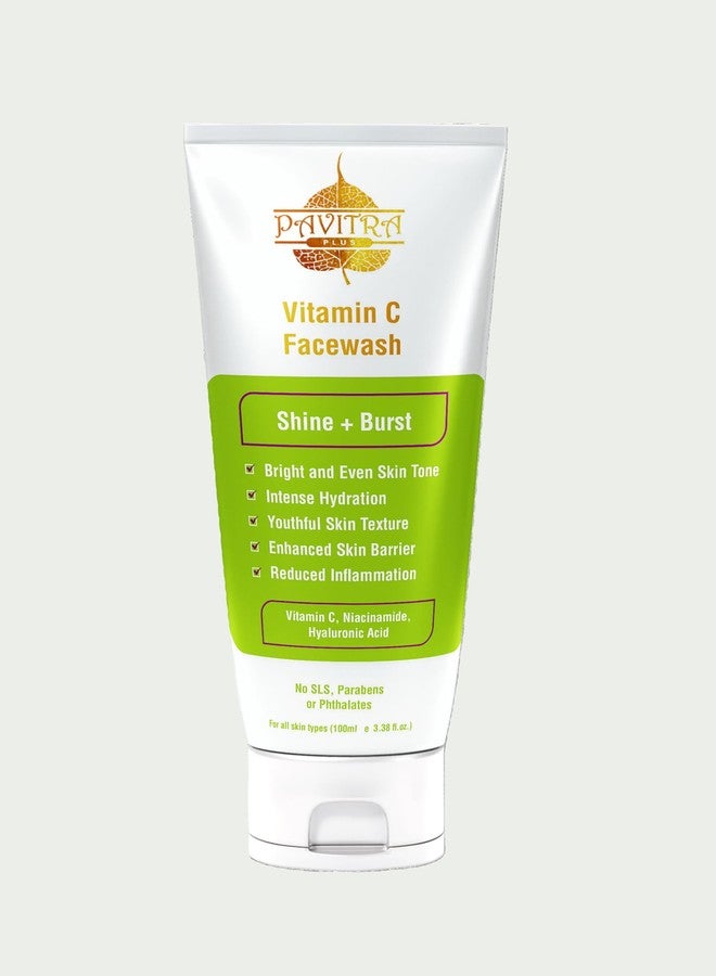 Pavitra+ PavitraPlus Vitamin C Face Wash for Glowing Skin and Skin Brightening with Niacinamide and Vitamin E for Dark Spots - Daily Cleanser for Women and Men, All Skin Types, 100ml - Image 1