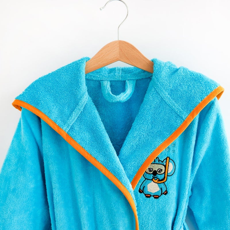 Milk & Moo Kids Bathrobe with Hood 100% cotton, Ultra-soft and Absorbent, Bath robe for girls and boys, Suitable for 5-6 years - Cool Koala - Image 5