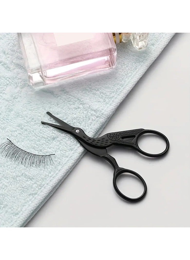 Goolsky Safety Round Head Stainless Steel Nose Hair Scissors, Stork Type Beauty Scissors For Eyebrows, Nose Hair, Beard, Ear Hair, Stainless Steel Eyebrow Scissors, Men And Women Professional Facial Hair Scissors  - Image 2