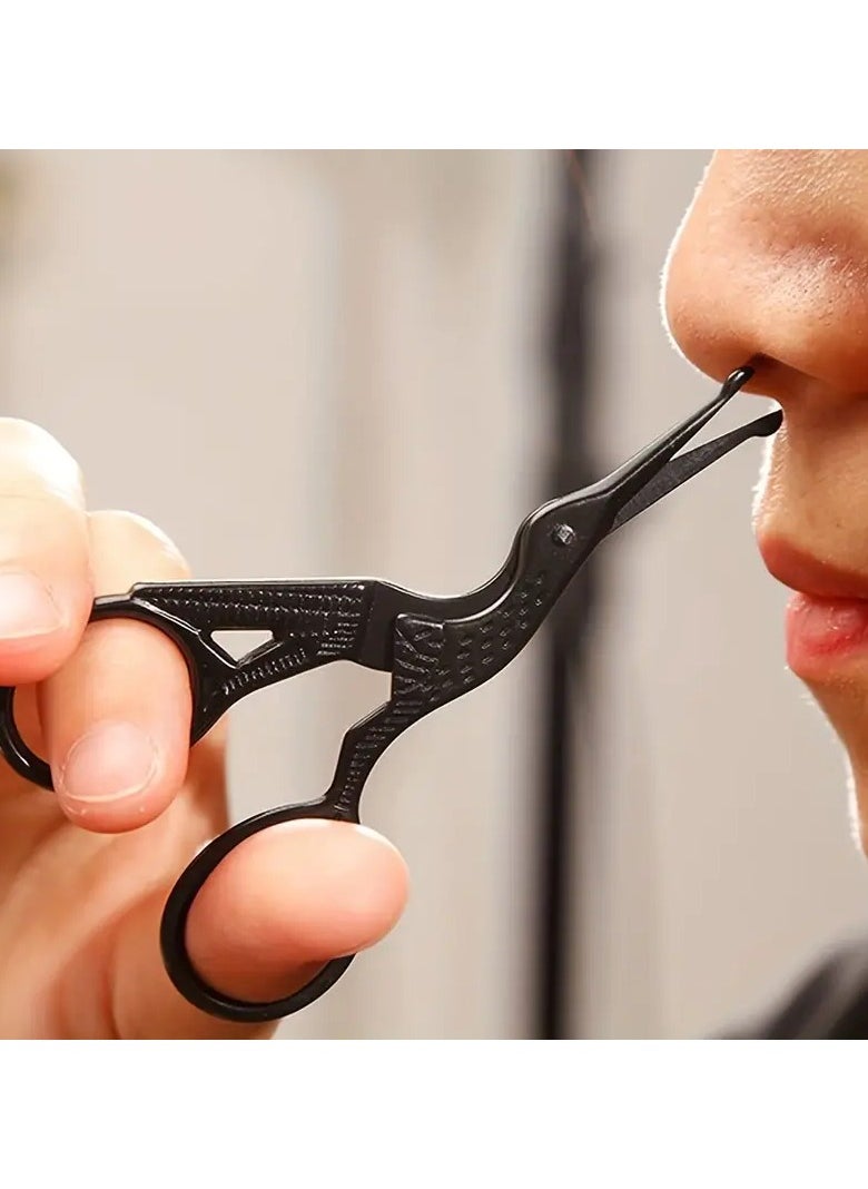 Goolsky Safety Round Head Stainless Steel Nose Hair Scissors, Stork Type Beauty Scissors For Eyebrows, Nose Hair, Beard, Ear Hair, Stainless Steel Eyebrow Scissors, Men And Women Professional Facial Hair Scissors  - Image 4