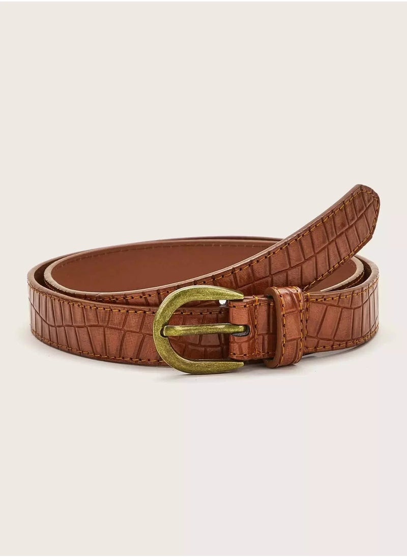 Generic Geometric Textured PU Buckle Belt  - Image 1