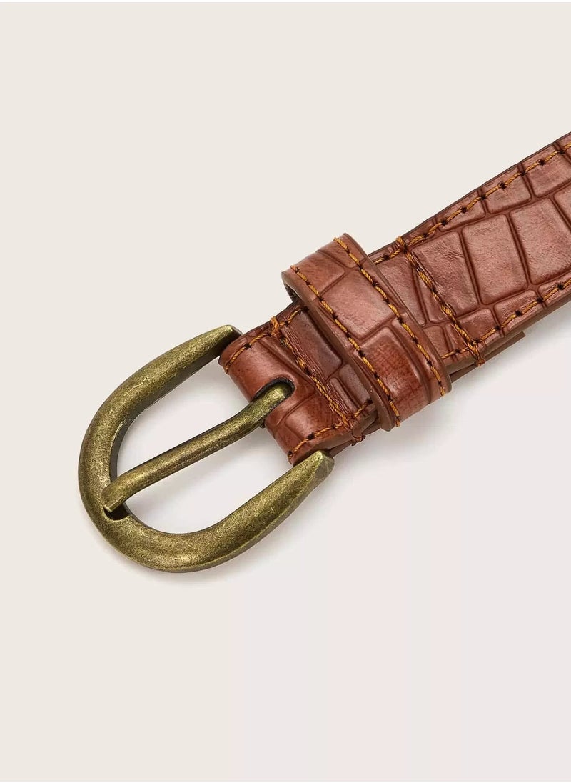 Generic Geometric Textured PU Buckle Belt  - Image 3