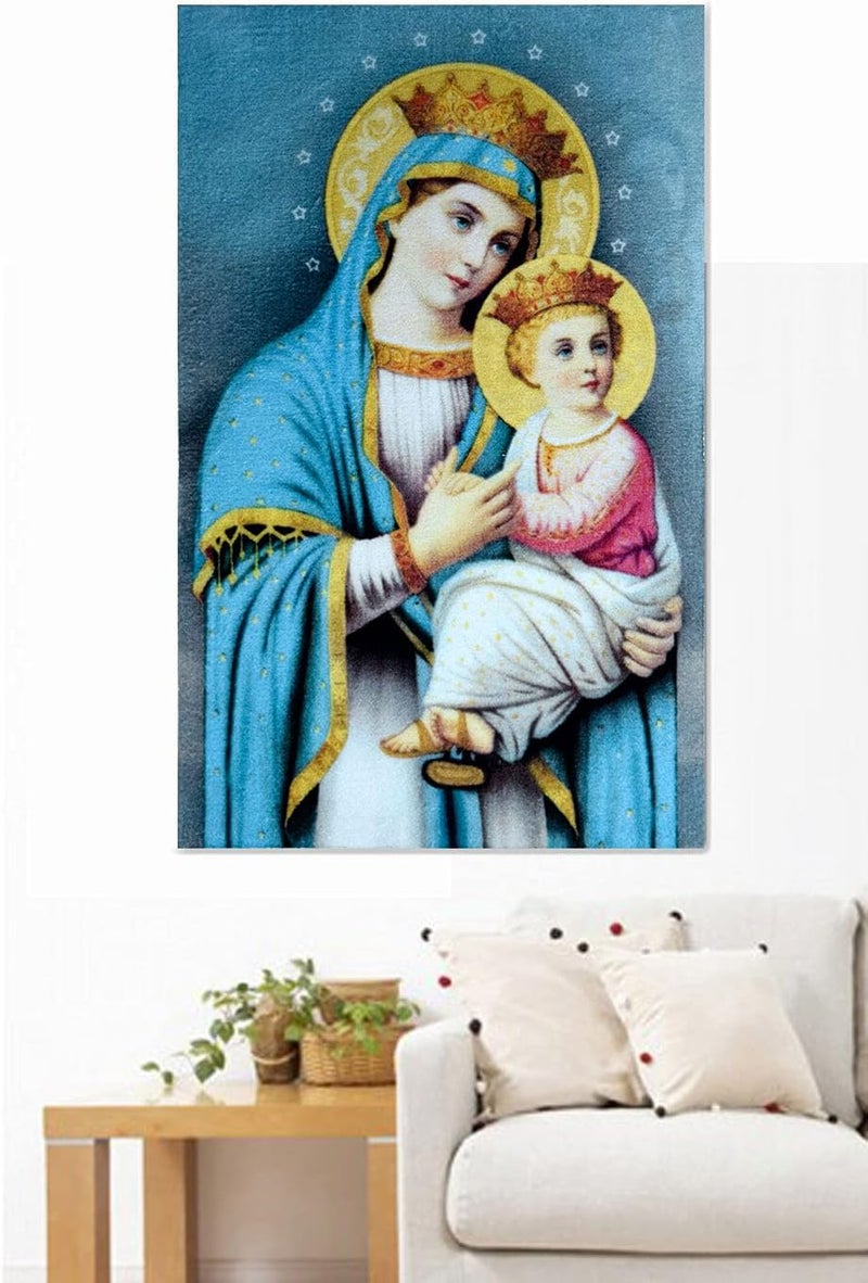 Mac Carpet Christian Icons Wall Tapestry Size: 57X90cm - Blue - Image 1