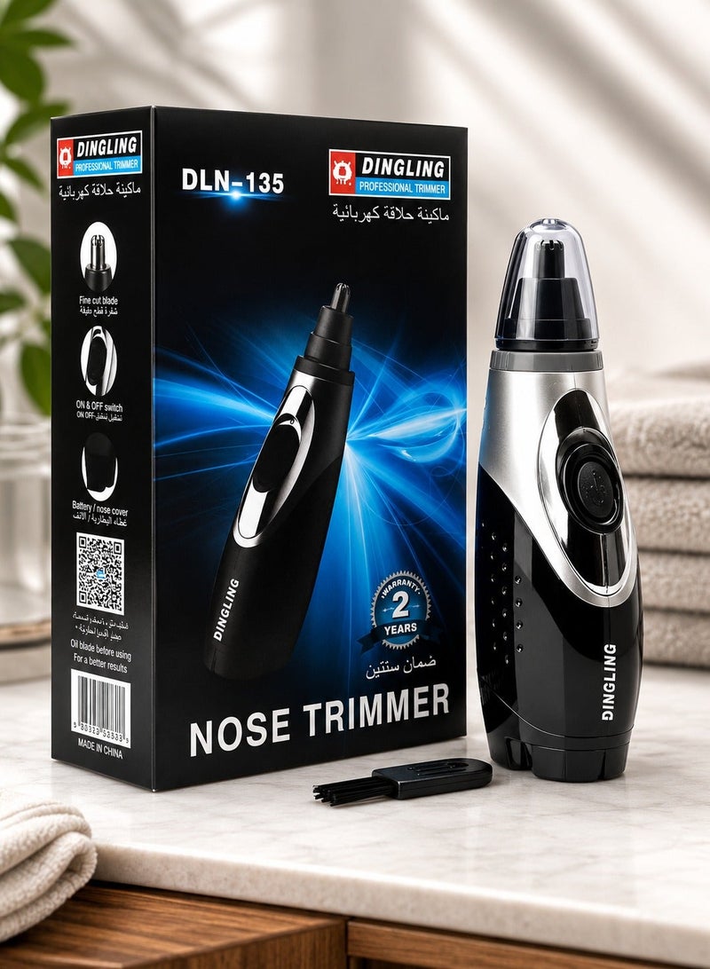 Dingling Nose Trimmer Men Women Electric Facial Hair Ear Eyebrow Grooming Shaver Portable Cordless Rechargeable Safe Precision Trimming Tool with Cleaning Brush Black Silver DLN -135. - Image 3