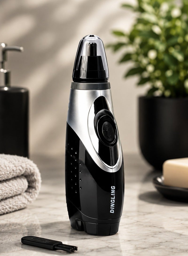 Dingling Nose Trimmer Men Women Electric Facial Hair Ear Eyebrow Grooming Shaver Portable Cordless Rechargeable Safe Precision Trimming Tool with Cleaning Brush Black Silver DLN -135. - Image 2