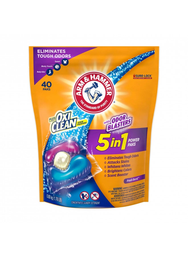 Arm & Hammer Plus OxiClean With Odor Blasters LAUNDRY DETERGENT 5-IN-1 Power Paks, 40CT (Packaging may vary) - Image 2