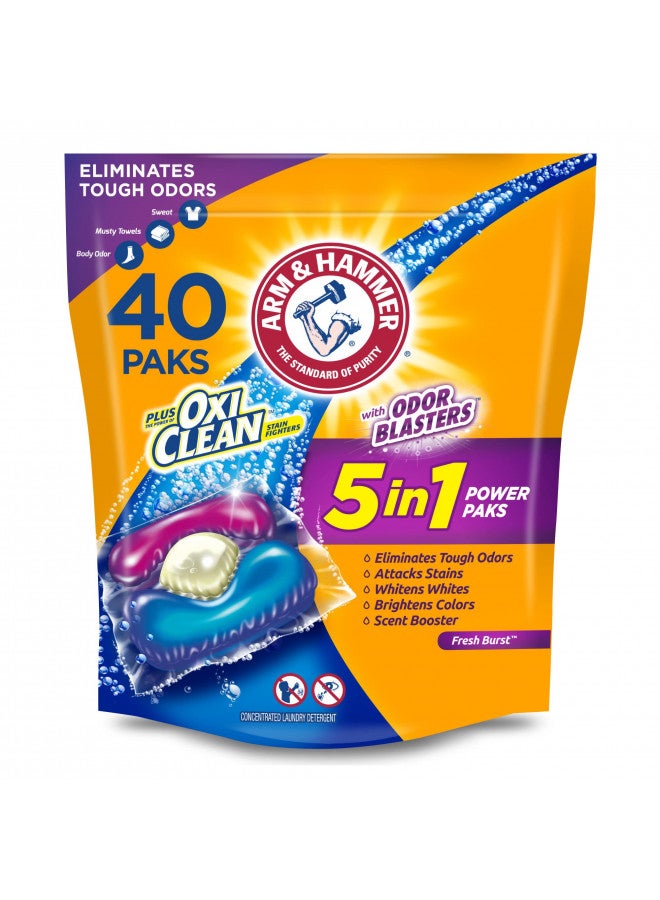 Arm & Hammer Plus OxiClean With Odor Blasters LAUNDRY DETERGENT 5-IN-1 Power Paks, 40CT (Packaging may vary) - Image 1