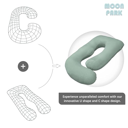 MOON PARK Pregnancy Pillows for Sleeping - U Shaped Full Body Maternity Pillow with Removable Cover - Support for Back, Legs, Belly, HIPS - 57 Inch Pregnancy Pillow for Women - Green - Image 5