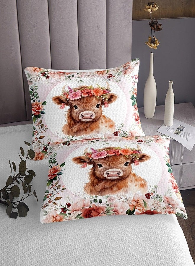 Feelyou غطاء سرير بنقشة بقرة هايلاند لطيفة، مقاس مفرد، للأطفال، برسومات حيوانات كرتونية، مناسب للأولاد والبنات والمراهقين، طقم غطاء سرير بنقشة زهور، مستوحى من ديكورات غرف الأطفال، بنمط مزرعة وحديقة حيوانات. - Image 4