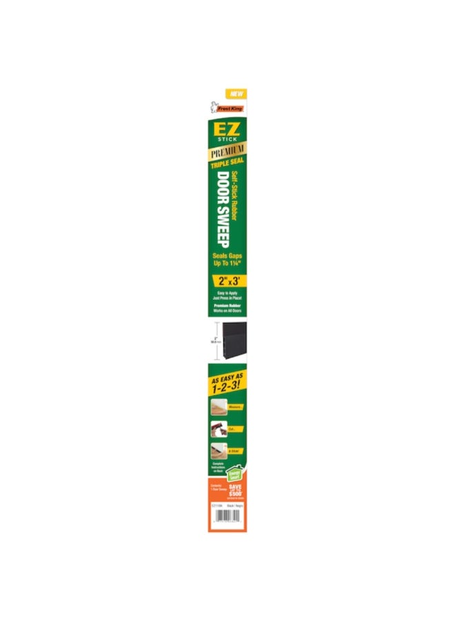 فروست كينج شريط عزل أسفل الباب مطاطي ذاتي اللصق ثلاثي الحماية أسود 2 × 36 بوصة EZ111BK - Image 1