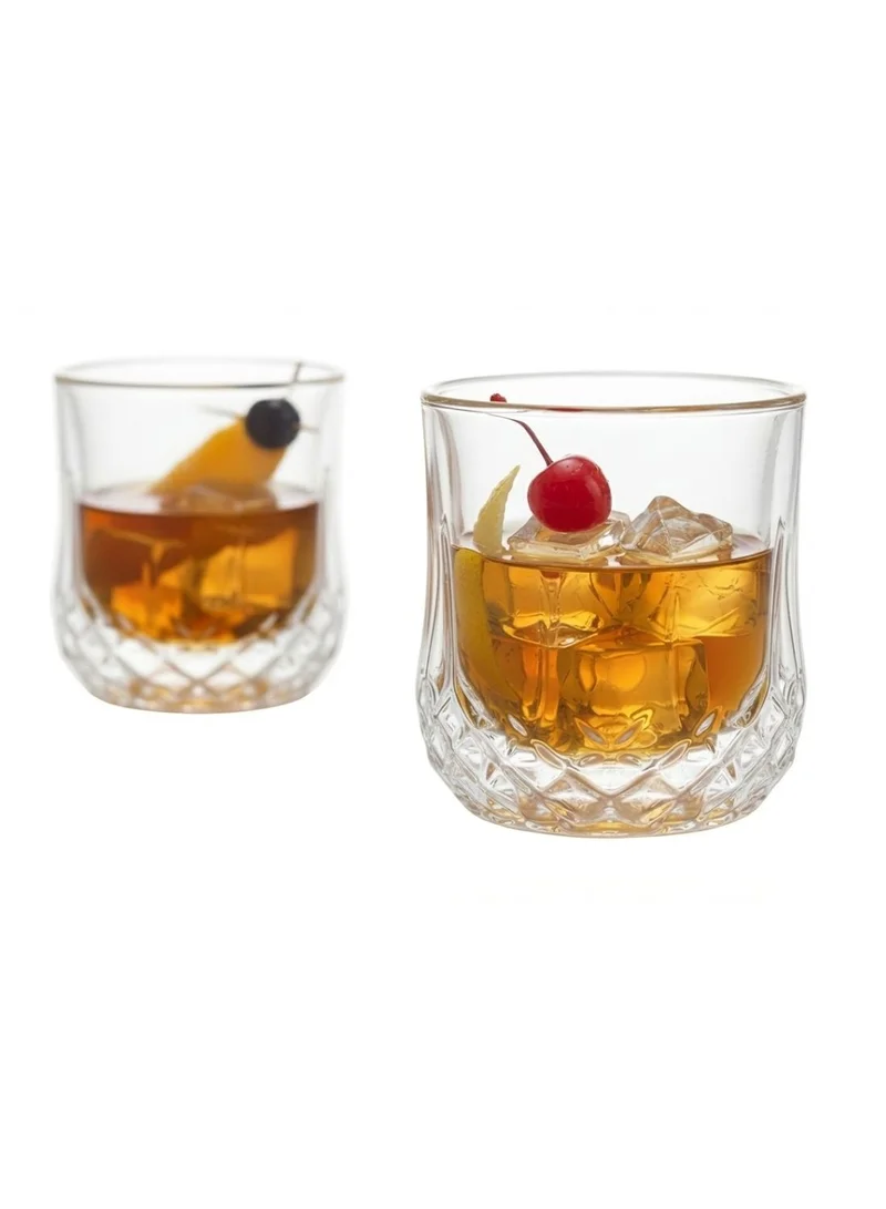 1Chase Double Wall Insulated Stemless Glass,Borosilicate Crystal Glass Tumblers For Cocktail,Set of 2 250 ML