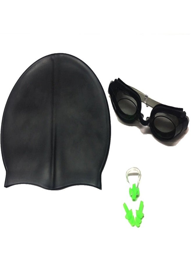 KAAS Black Complete Swimming Kit with Cap, Goggles and Green earplugs - Image 3