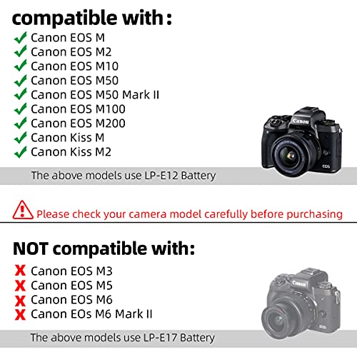 Glorich ACK-E12 AC Power Adapter DR-E12 DC Coupler LP-E12 LPE12 Dummy Battery Kit for Canon EOS M200, M100, M50 Mark II, M50, M10, M2, M, Kiss M, Kiss M2 Mirrorless Digital Cameras. - Image 3
