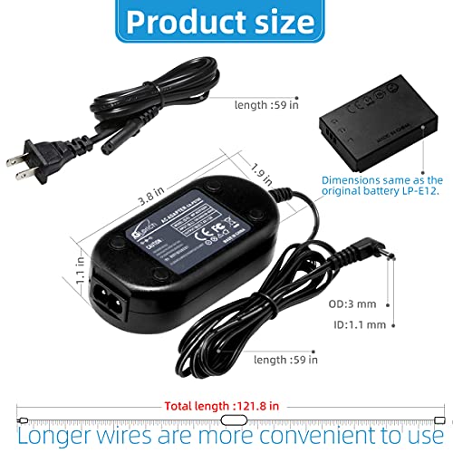 Glorich ACK-E12 AC Power Adapter DR-E12 DC Coupler LP-E12 LPE12 Dummy Battery Kit for Canon EOS M200, M100, M50 Mark II, M50, M10, M2, M, Kiss M, Kiss M2 Mirrorless Digital Cameras. - Image 5