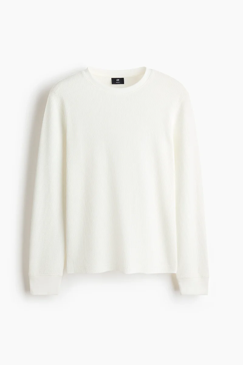 Regular Fit Waffled long-sleeved T-shirt