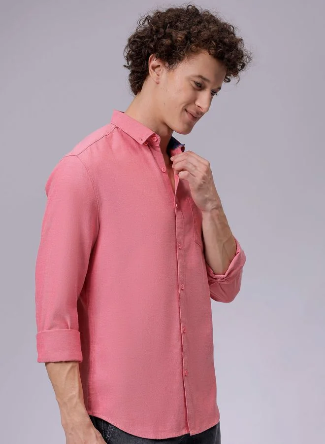 The Indian Garage Co Men Slim Fit Solid Full Sleeves Cutaway Collar Casual Shirt