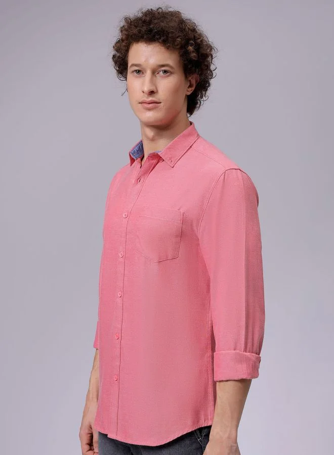 The Indian Garage Co Men Slim Fit Solid Full Sleeves Cutaway Collar Casual Shirt