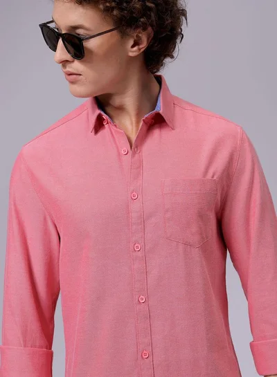 شركة المرآب الهندية Men Slim Fit Solid Full Sleeves Cutaway Collar Casual Shirt