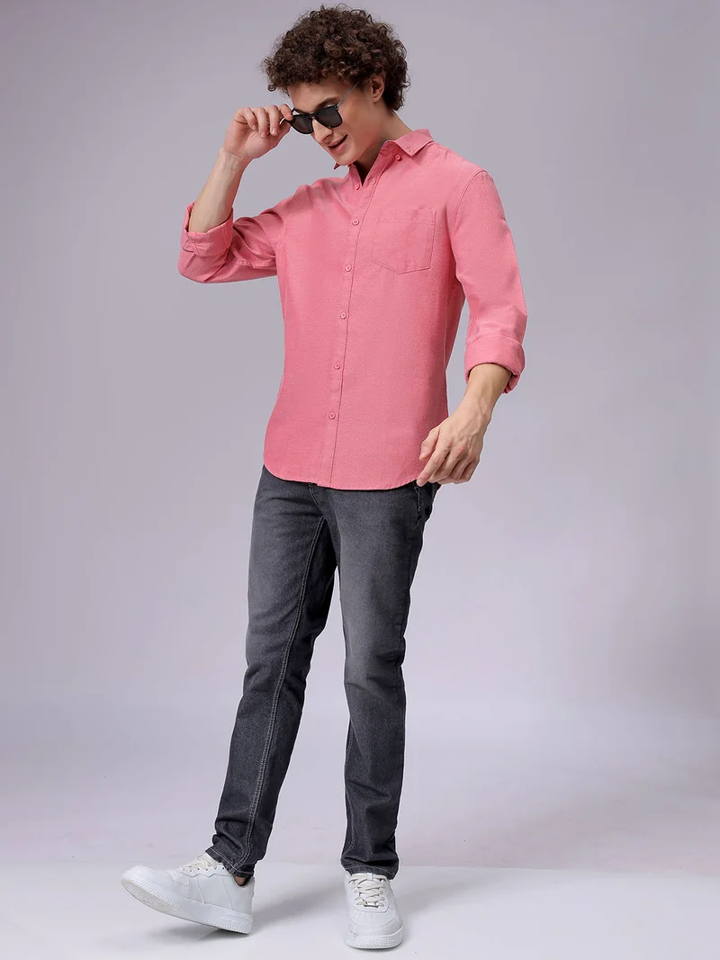 The Indian Garage Co Men Slim Fit Solid Full Sleeves Cutaway Collar Casual Shirt