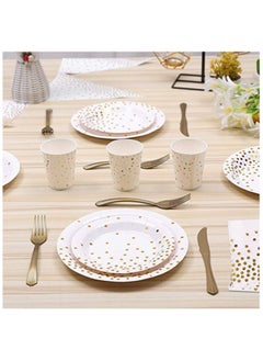 Generic 200Pcs Disposable Cutlery Disposable Paper Tableware Set for 25 Guests Dinnerware Plates Forks Knives Spoons Cups Napkins Straws for Wedding, Baby Shower, Birthday Party Supplies  - Image 4