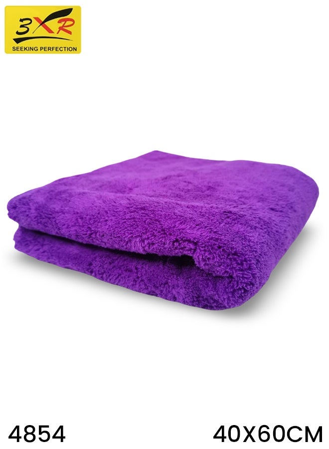 3XR Microfiber Cleaning Cloth 40x60cm Purple, 550GSM Ultra Soft & Absorbent Towel for Car, Bike & Home Cleaning, Lint-Free & Scratch-Free Plush Fiber Drying Cloth for Polishing, Washing & Dusting, Durable Machine Washable Multipurpose Cloth - Image 1