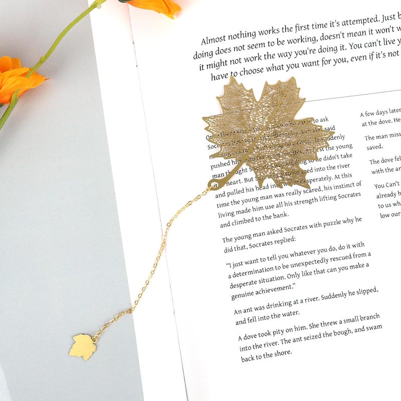 OFIFO ® 4 Pcs Metal Bookmarks with Chain, Golden Floral Cutout, Vintage Page Markers for Books, Journals, Notebooks, Ideal Gift for Book Lovers, Students, Office Staff - Image 5