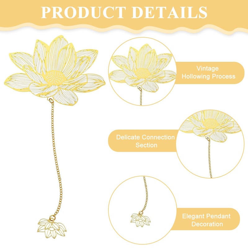 OFIFO ® 4 Pcs Metal Bookmarks with Chain, Golden Floral Cutout, Vintage Page Markers for Books, Journals, Notebooks, Ideal Gift for Book Lovers, Students, Office Staff - Image 3
