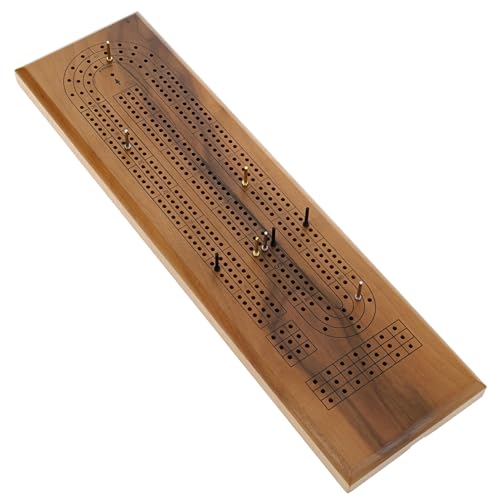 WE Games Cribbage Board Game Set Travel Cribbage with Card Storage and Metal Pegs Unique Dark Stained 3 Track Board Classic Wooden Board Game Coffee Table Board Games for Adults and Families - Image 1