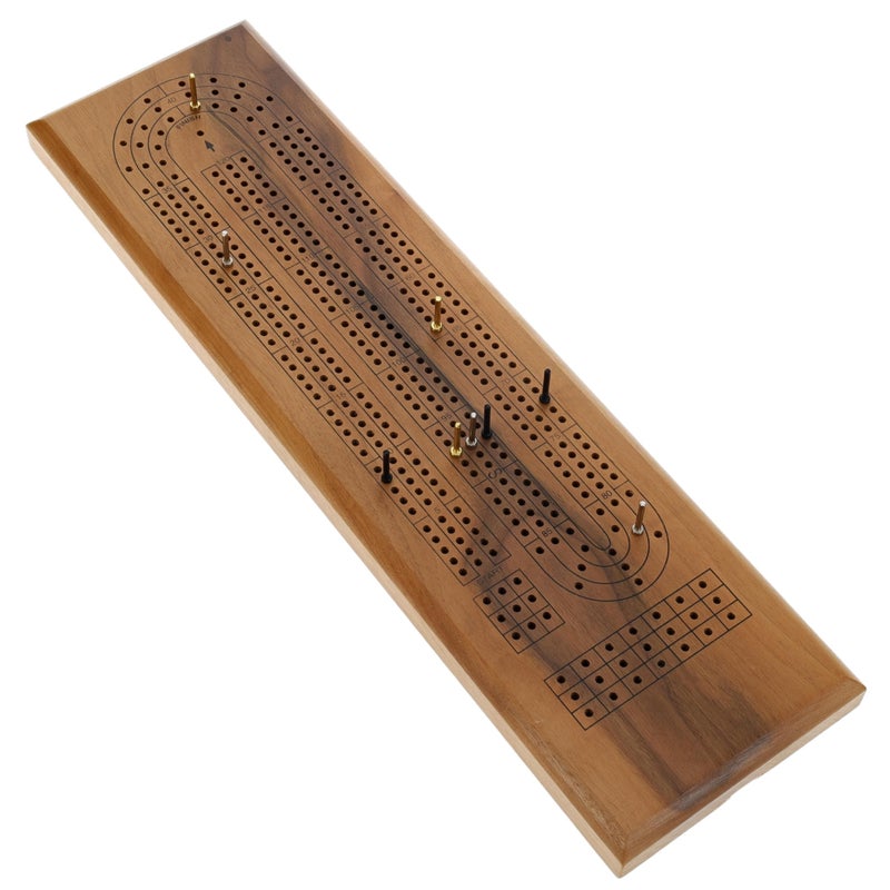 WE Games Cribbage Board Game Set Travel Cribbage with Card Storage and Metal Pegs Unique Dark Stained 3 Track Board Classic Wooden Board Game Coffee Table Board Games for Adults and Families - Image 4