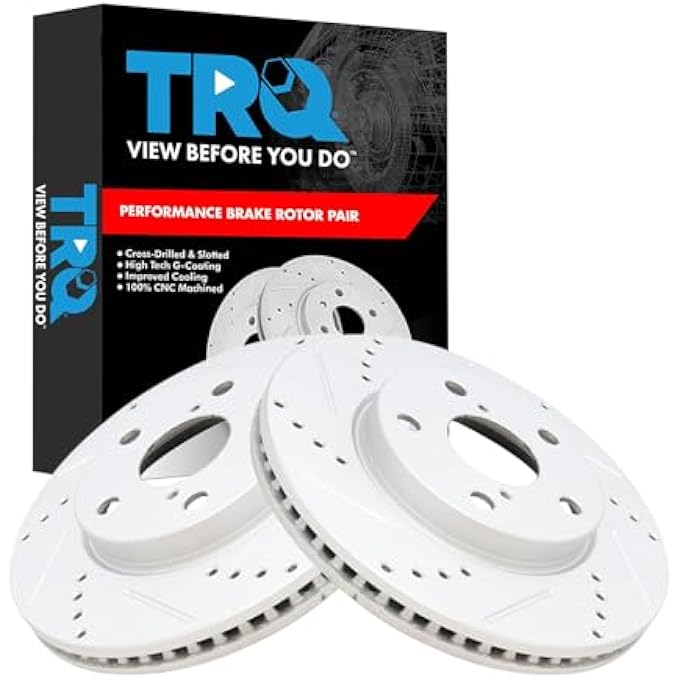 ريحني مجموعة TRQ Performance Front Brake Rotor Drilled Bracket Arrange Installed Installed Couple لسيارة 20102012 لكزس HS250h 20122017 تويوتا بريوس V 20062018 تويوتا راف 420082015 Scion xB - Image 2