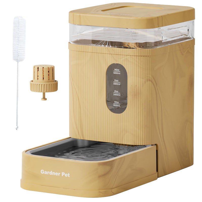 Gardner Pet 1.7 Gallon Automatic Dog Water Bowl Dispenser 6.5L Gravity Water Feeder with Stainless Steel Bowl & Maifan Stone Filter, BPA-Free for for Cats and Dogs (Brown, 1.7 Gallon) - Image 5