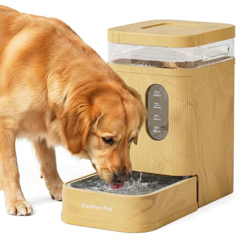 Gardner Pet 1.7 Gallon Automatic Dog Water Bowl Dispenser 6.5L Gravity Water Feeder with Stainless Steel Bowl & Maifan Stone Filter, BPA-Free for for Cats and Dogs (Brown, 1.7 Gallon) - Image 1