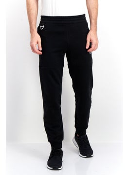 Men Regular Fit Brand Logo Training Sweatpants, Black