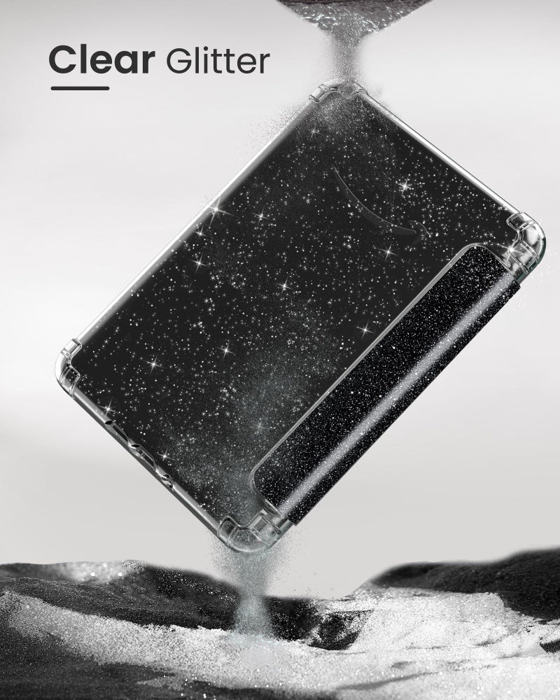 MoKo Case for All-New 7" E-Readers 12th Gen 2024/2025, Ultra Clear Soft Flexible Glitter TPU Back Cover Light Shell with Auto Wake/Sleep, Not fit BOOX & Kobo, Black & Glitter - Image 3