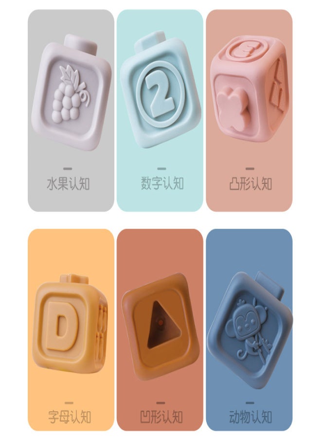 Cross-border infant educational building blocks cognitive embossed soft building blocks manual brain DIY soft rubber building block toy manufacturers Koala + soft rubber ring 6 layers + soft rubber square 6pcs (English color box) - Image 3
