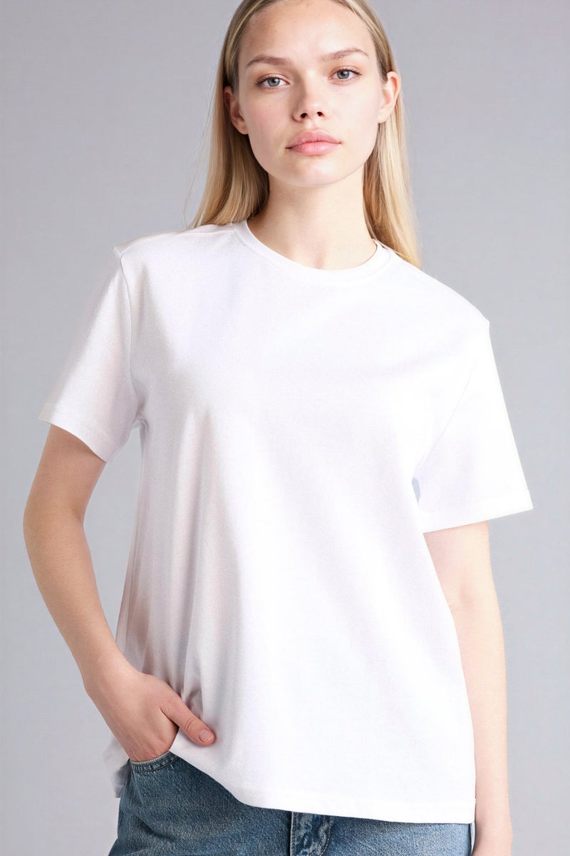DeFacto White Woman Cotton Basic Premium T-Shirt Casual - Image 1
