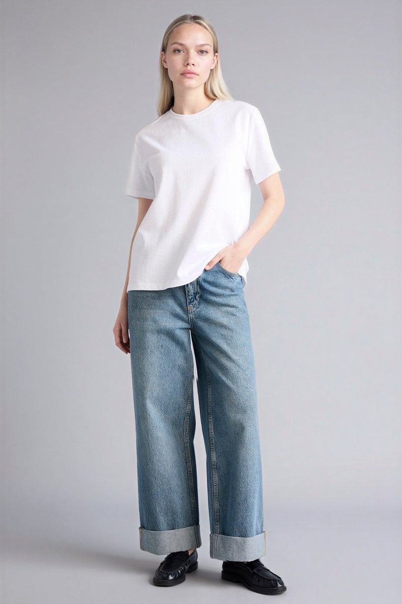 DeFacto White Woman Cotton Basic Premium T-Shirt Casual - Image 2