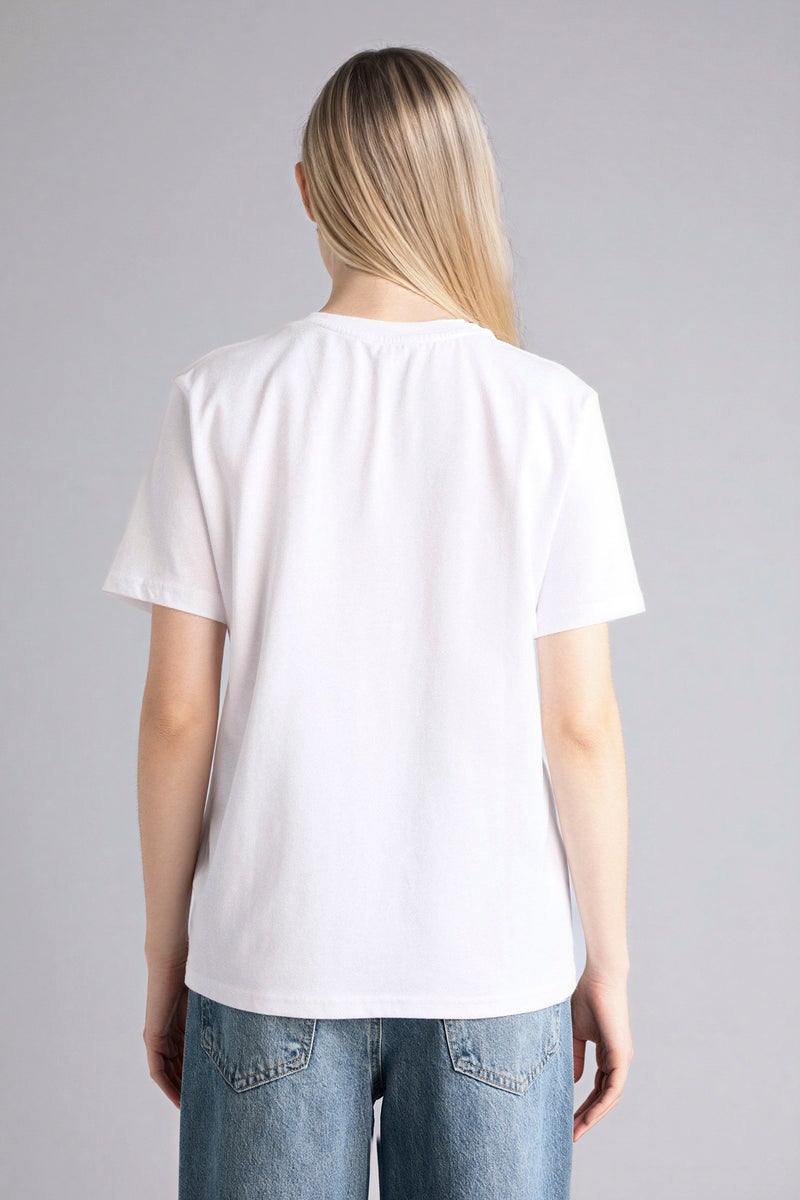 DeFacto White Woman Cotton Basic Premium T-Shirt Casual - Image 5