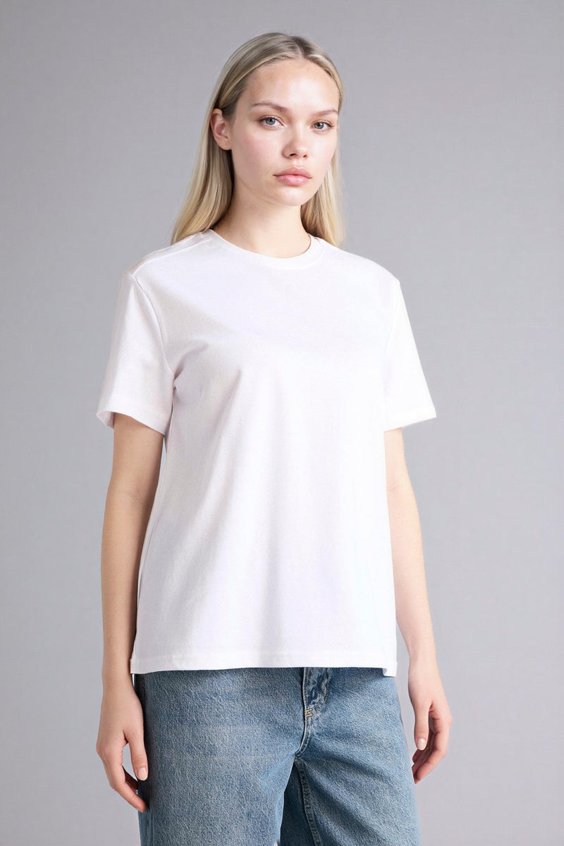 DeFacto White Woman Cotton Basic Premium T-Shirt Casual - Image 3