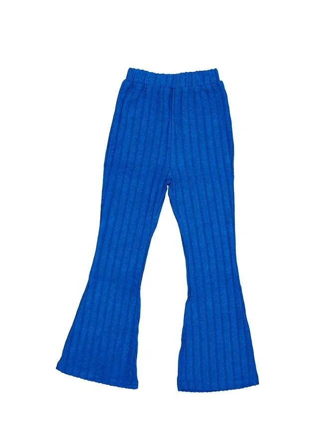 babyqlo Electric Blue Ribbed Flared Co-ord Set