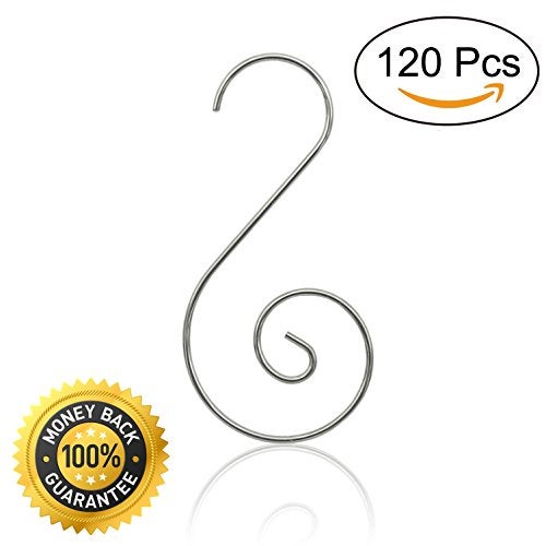 Cualfec Cualfec 120 Pcs Christmas Ornaments Hooks Christmas Tree Hanger Great for Christmas Tree Decoration - Silver  - Image 1
