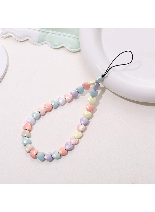 NIBEMINENT Phone Charm/ Chain Strap for Women Girls, Colorful Love Cell Phone Case Lanyard Wrist Strap - Image 1