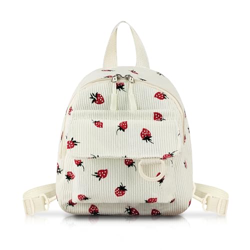 WisePoint Mini Backpack Purse Corduroy Girls Backpack Small Backpack for Women Casual Daypack Backpacks Cute Backpacks white - Image 1