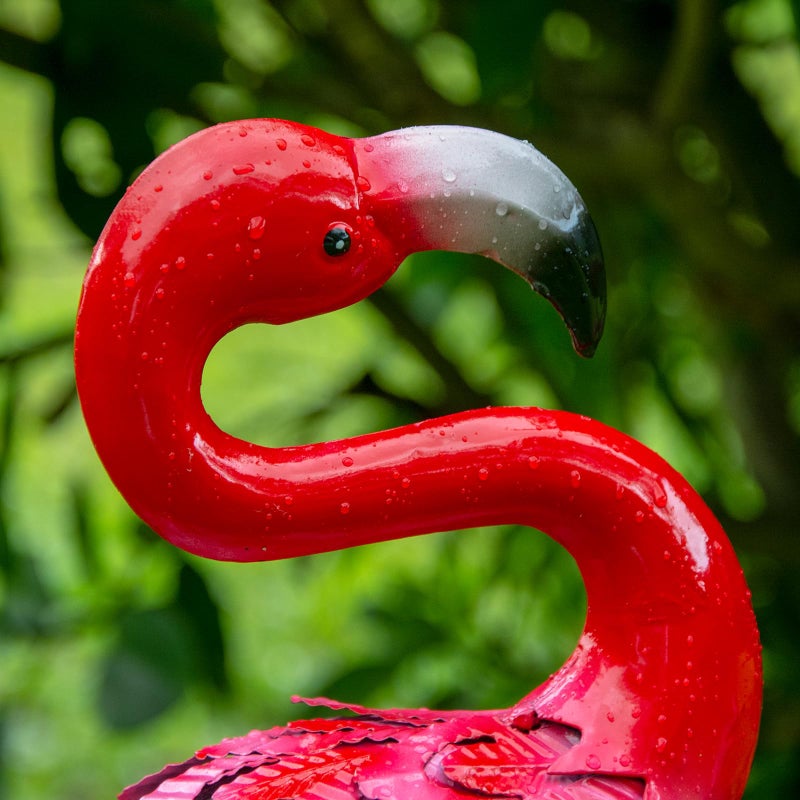 XONOR Metal Flamingo Garden Statues Red Flamingo Yard Art Outdoor Sculptures for Home Patio Lawn Backyard DÃ©cor, Set of 2 - Image 4