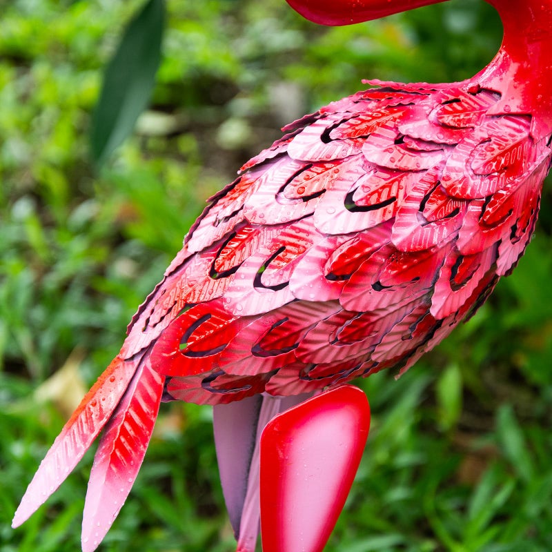 XONOR Metal Flamingo Garden Statues Red Flamingo Yard Art Outdoor Sculptures for Home Patio Lawn Backyard DÃ©cor, Set of 2 - Image 5
