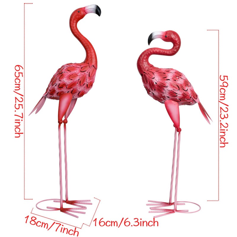 XONOR Metal Flamingo Garden Statues Red Flamingo Yard Art Outdoor Sculptures for Home Patio Lawn Backyard DÃ©cor, Set of 2 - Image 2