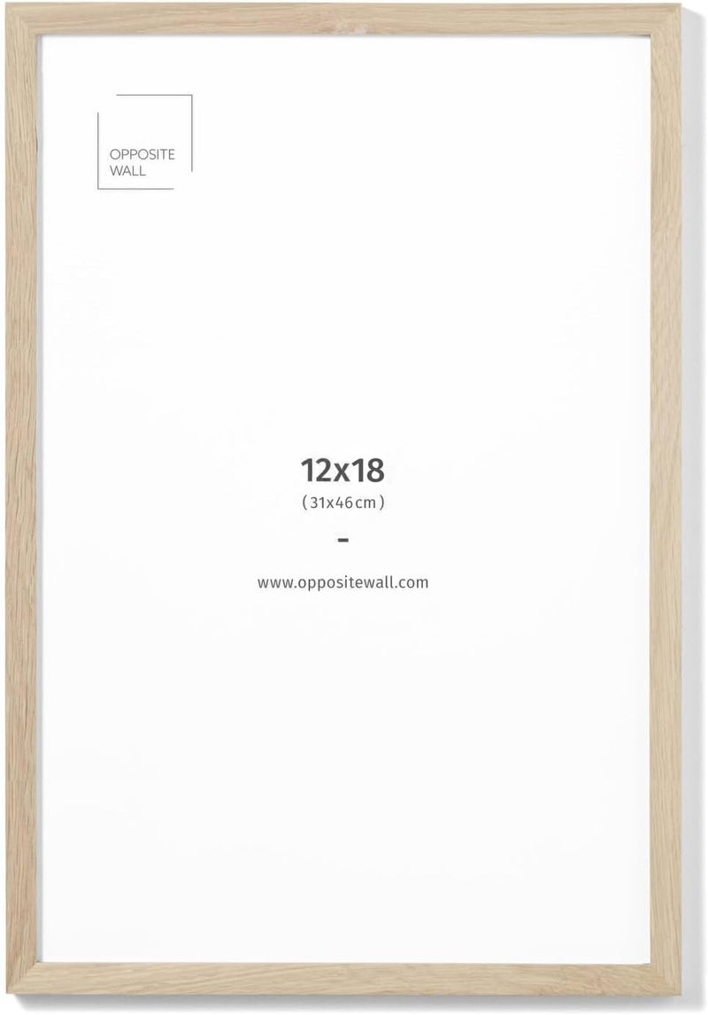 Opposite Wall - 12x18 in - Natural Solid Oak Wood Picture Frame - Lightweight, Versatile & Shatterproof - Wall Hanging Poster or Photo Frame - Wall Decor for Office, Gallery & Home - Image 1