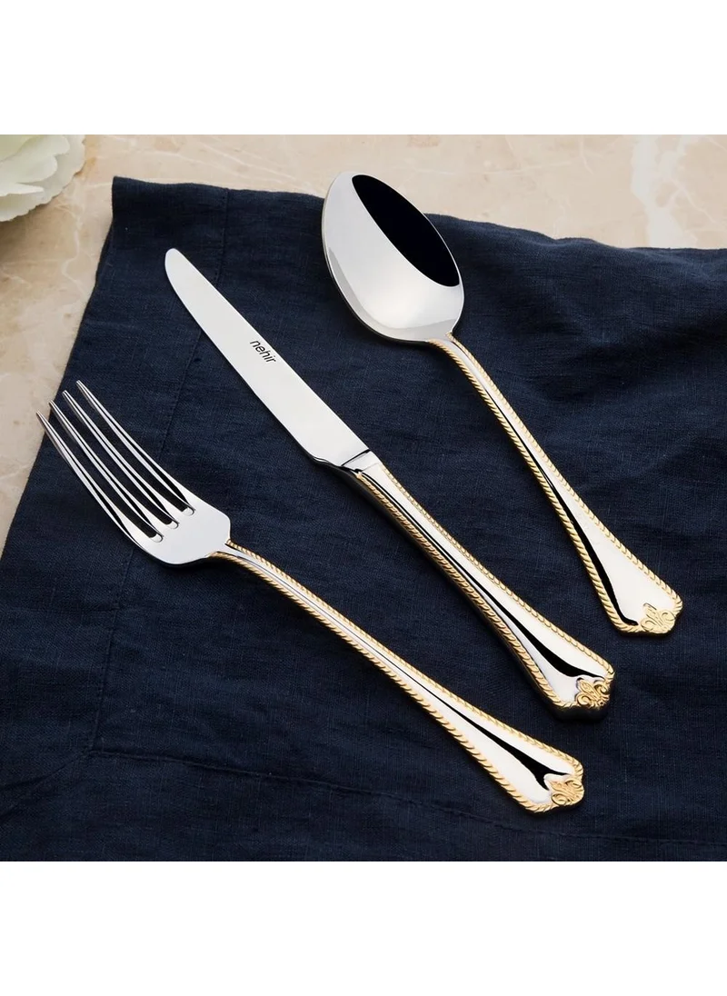 نهر Fulya 89 Piece Plain Gold Cutlery Set