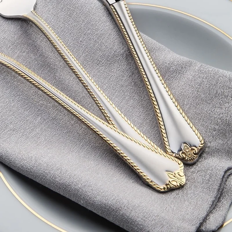 Nehir Fulya 89 Piece Plain Gold Cutlery Set