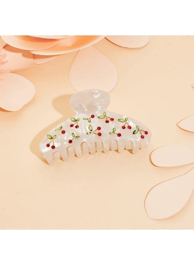 LILIE&WHITE مشابك شعر أكريليك للنساء مع نمط الراينستون بشكل كرز أحمر لمشابك الشعر السميك لمساعدتك في تصفيف الشعر وتقسيمه - Image 5